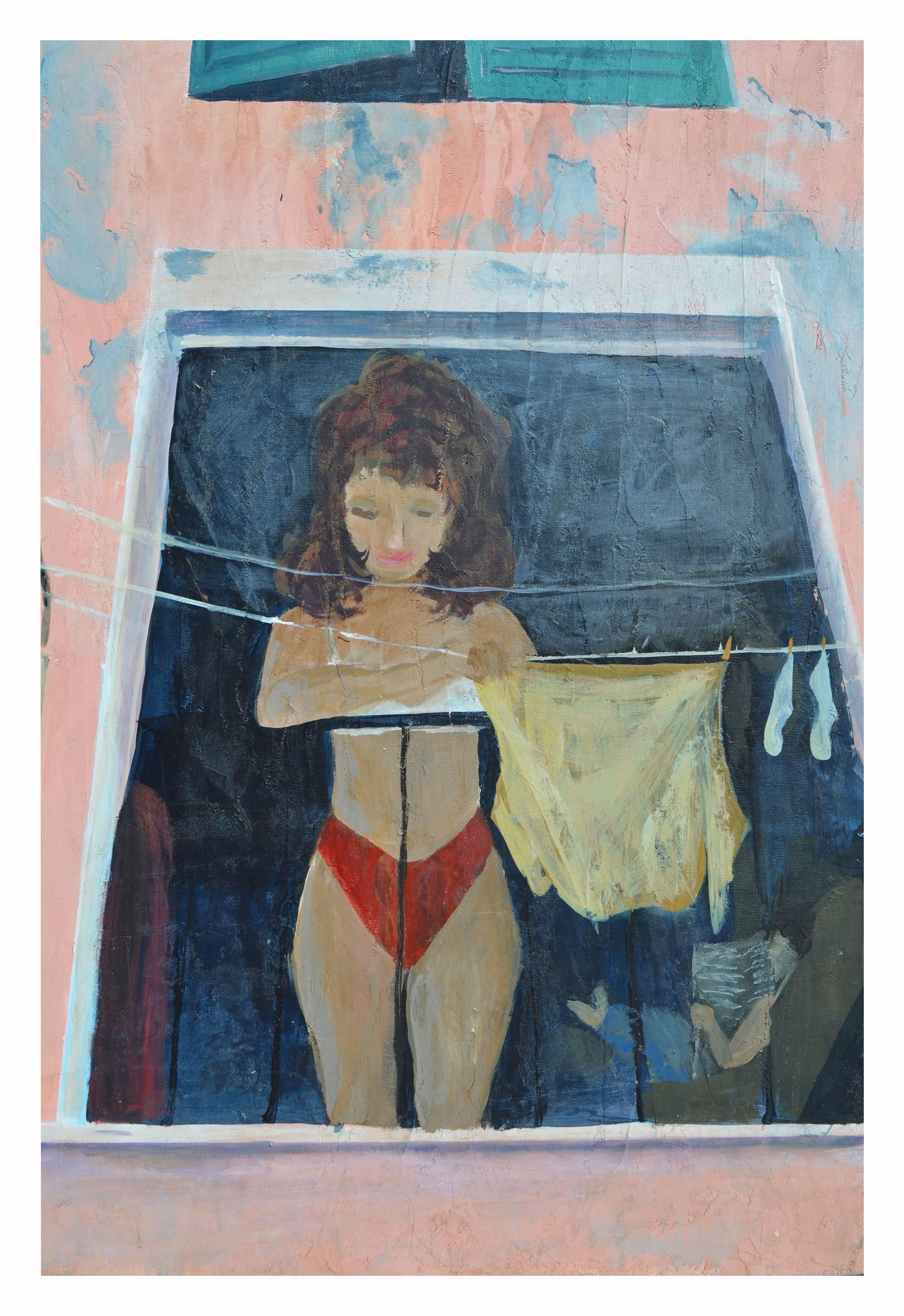 Lady in Red Abstrakter Expressionismus Figurativ von Sandra LaBou im Angebot 1