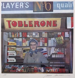 LADY LEICESTER SQUARE Signierte Lithographie, Straßenverkäufer, West End London