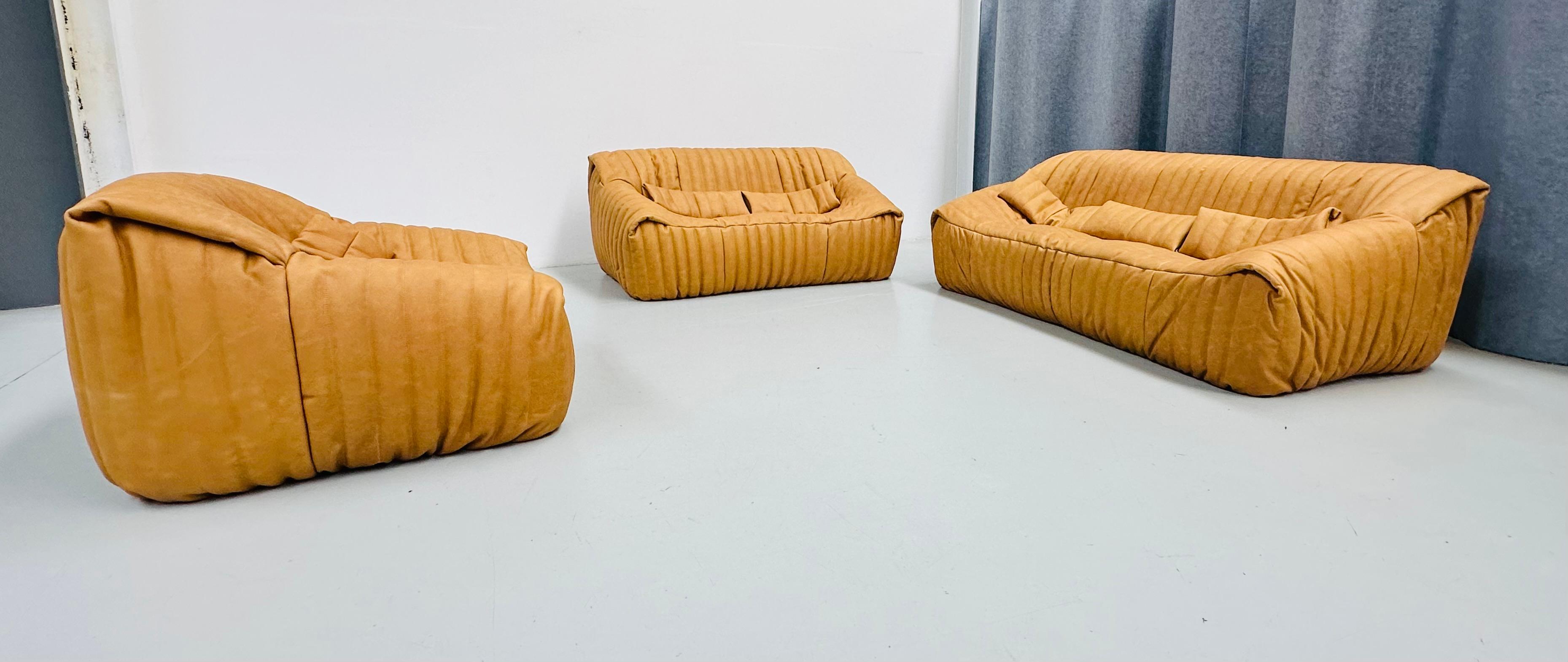 Sandra Living Room Set in Camel Leather by A. Hieronimus for Cinna Ligne Roset. For Sale 5