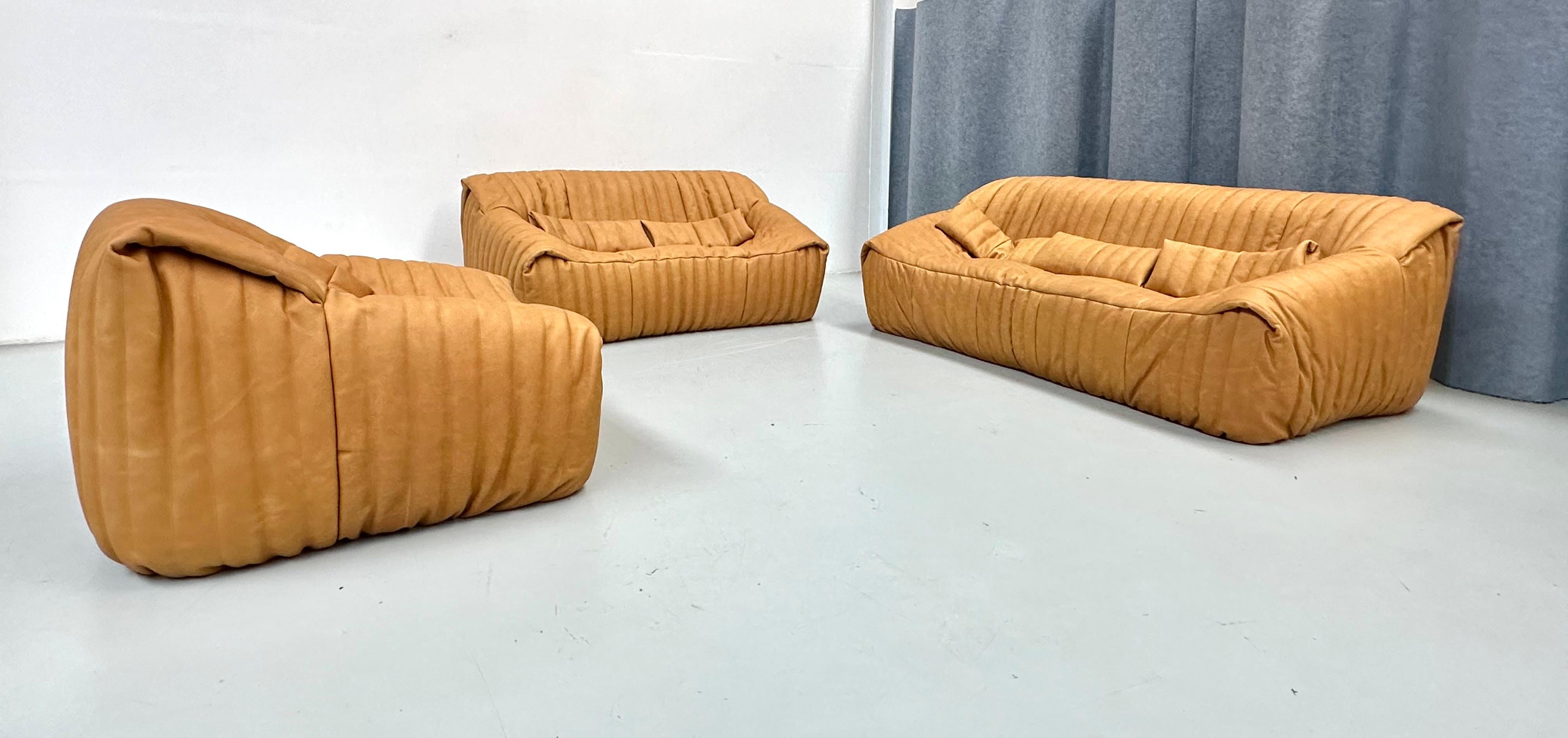Sandra Living Room Set in Camel Leather by A. Hieronimus for Cinna Ligne Roset. For Sale 7