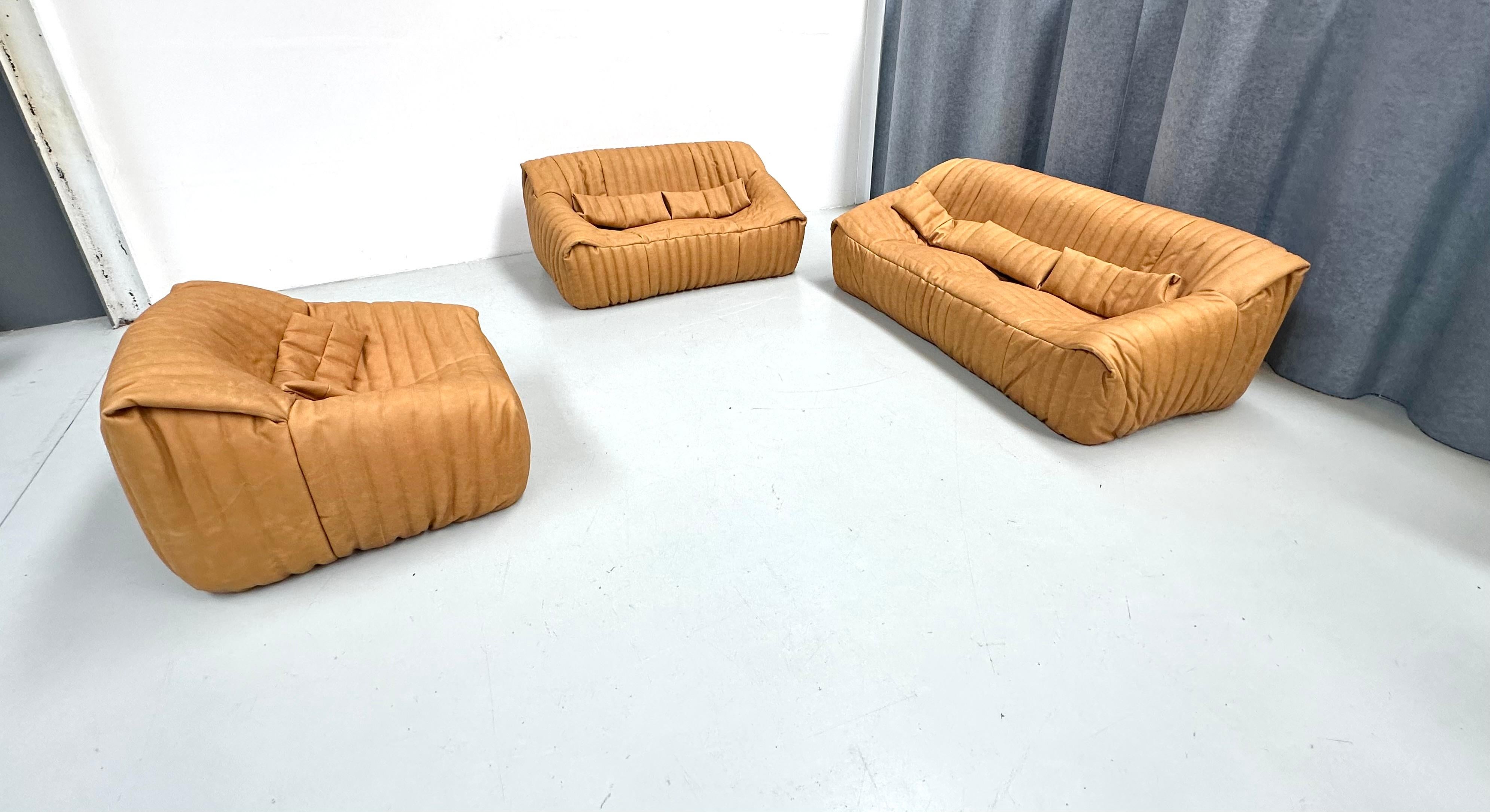 Sandra Living Room Set in Camel Leather by A. Hieronimus for Cinna Ligne Roset. For Sale 8