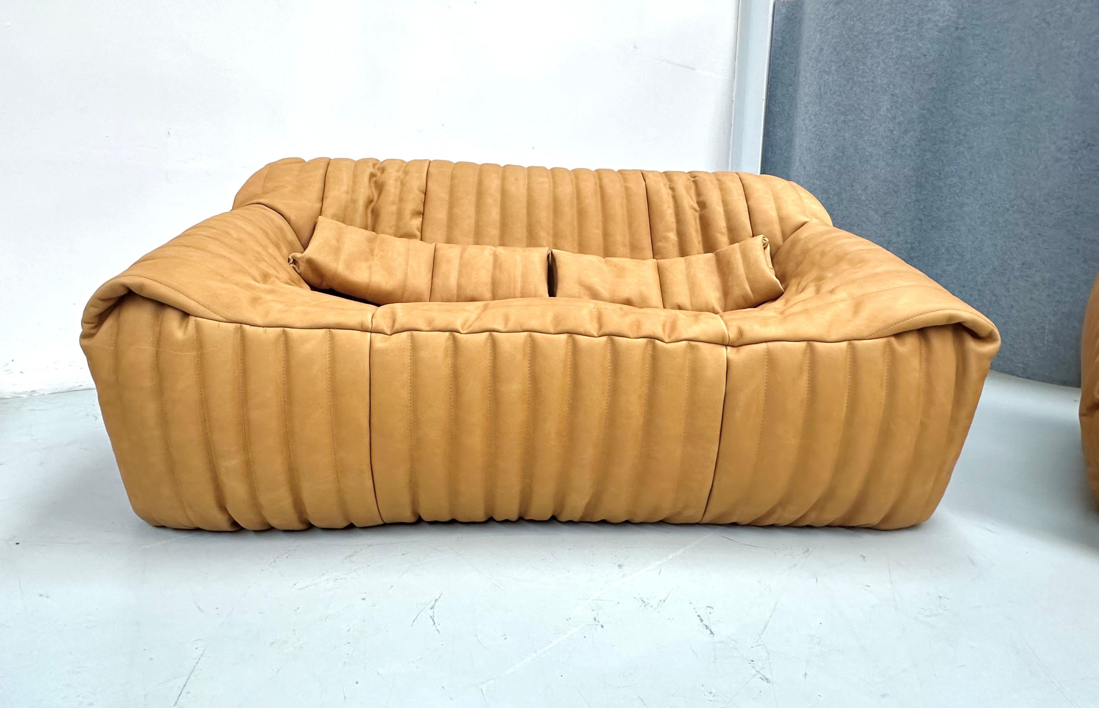 Sandra Living Room Set in Camel Leather by A. Hieronimus for Cinna Ligne Roset. For Sale 9