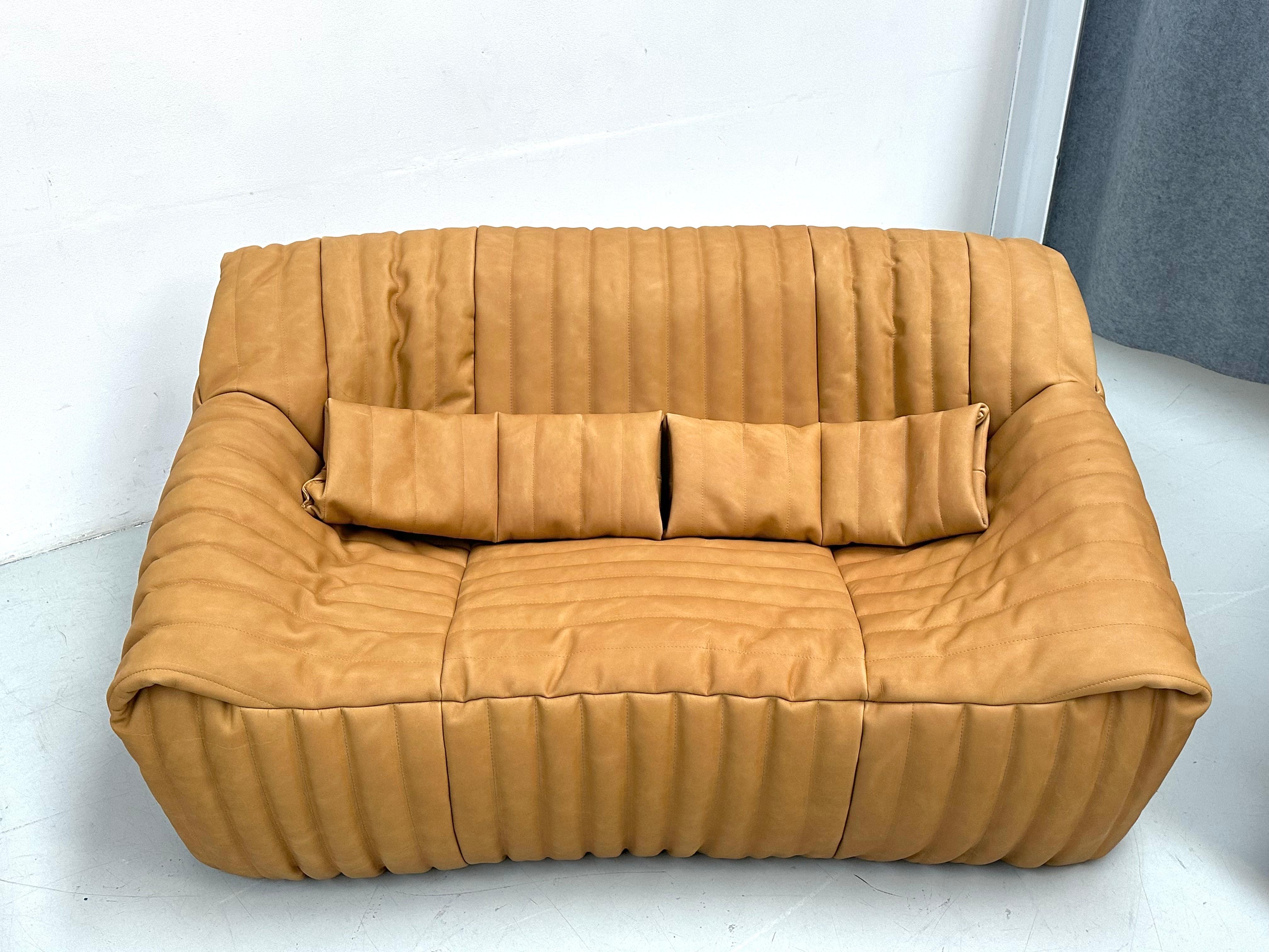 Sandra Living Room Set in Camel Leather by A. Hieronimus for Cinna Ligne Roset. For Sale 10