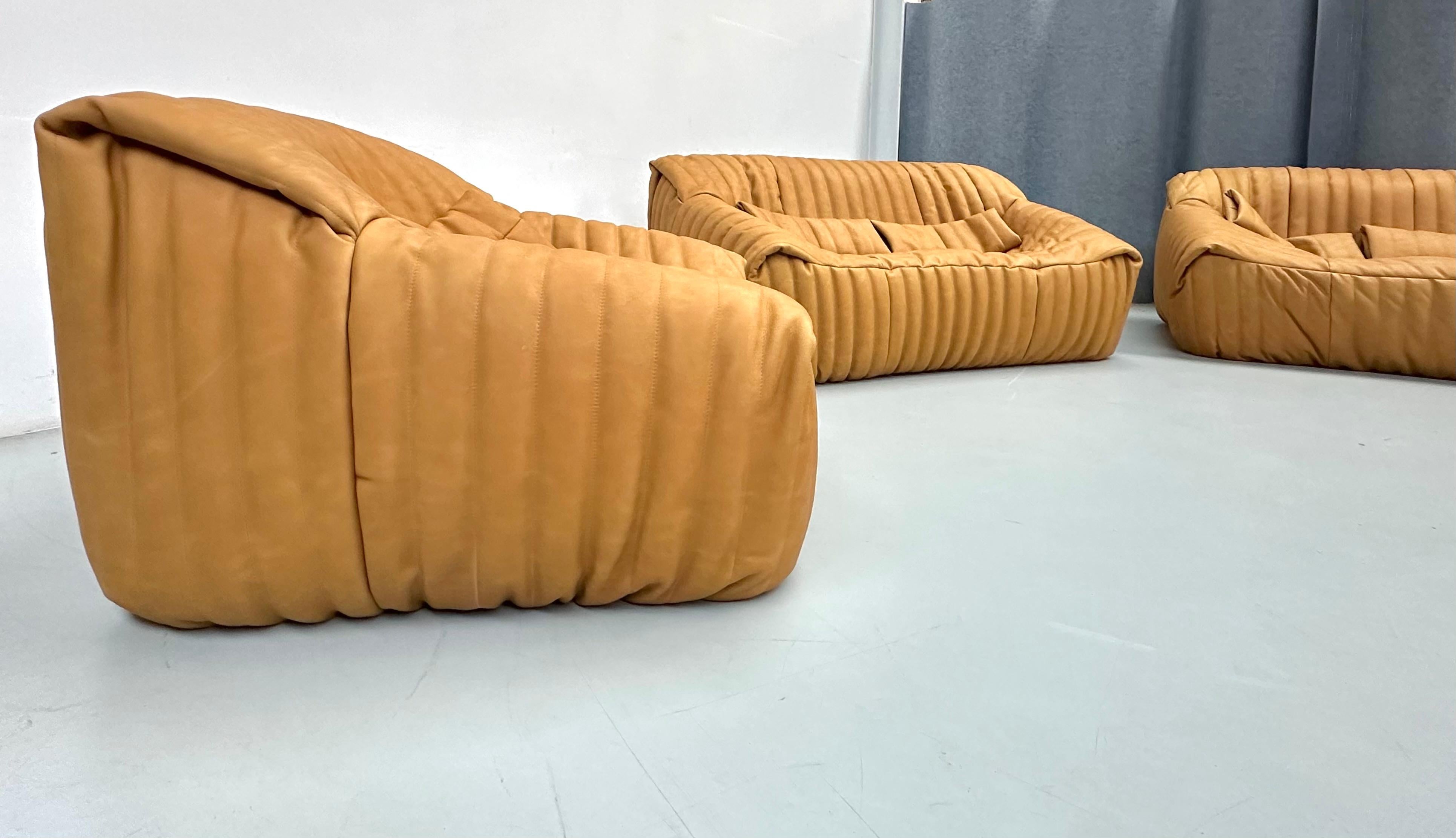 Sandra Living Room Set in Camel Leather by A. Hieronimus for Cinna Ligne Roset. For Sale 13