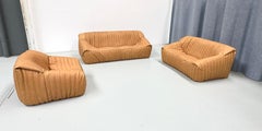 Ensemble de salon Sandra en cuir camel par A. Hieronimus pour Cinna Ligne Roset.