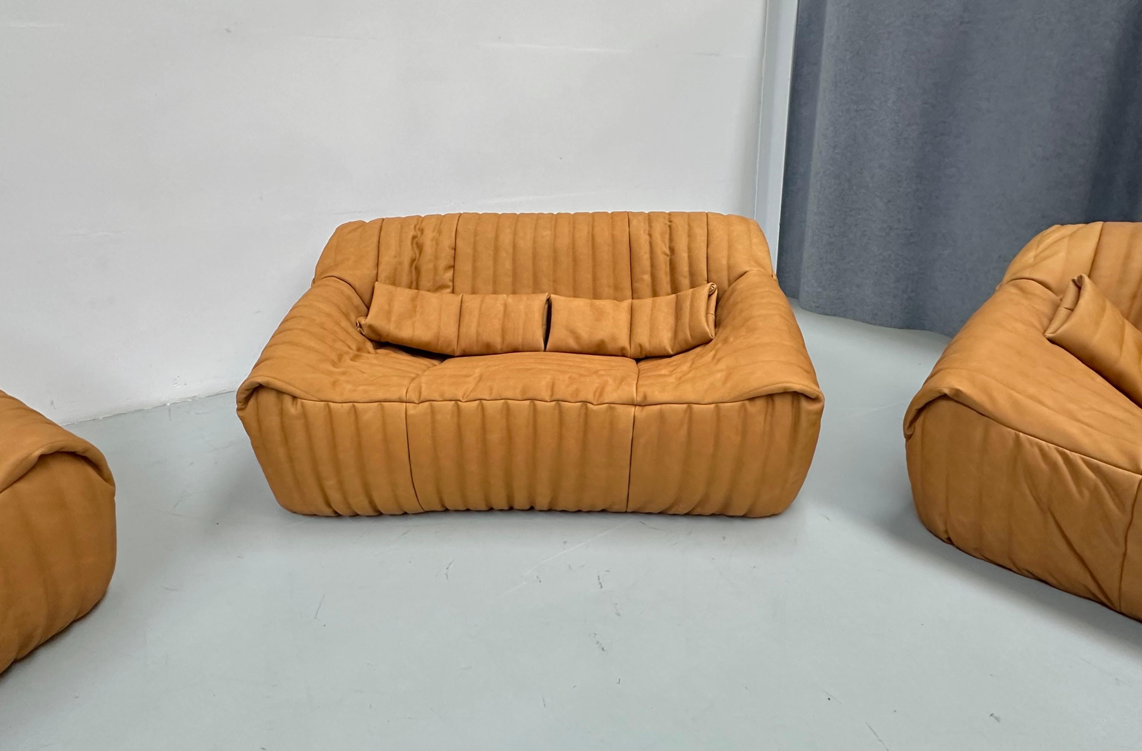 Sandra Living Room Set in Camel Leather by A. Hieronimus for Cinna Ligne Roset. For Sale 14