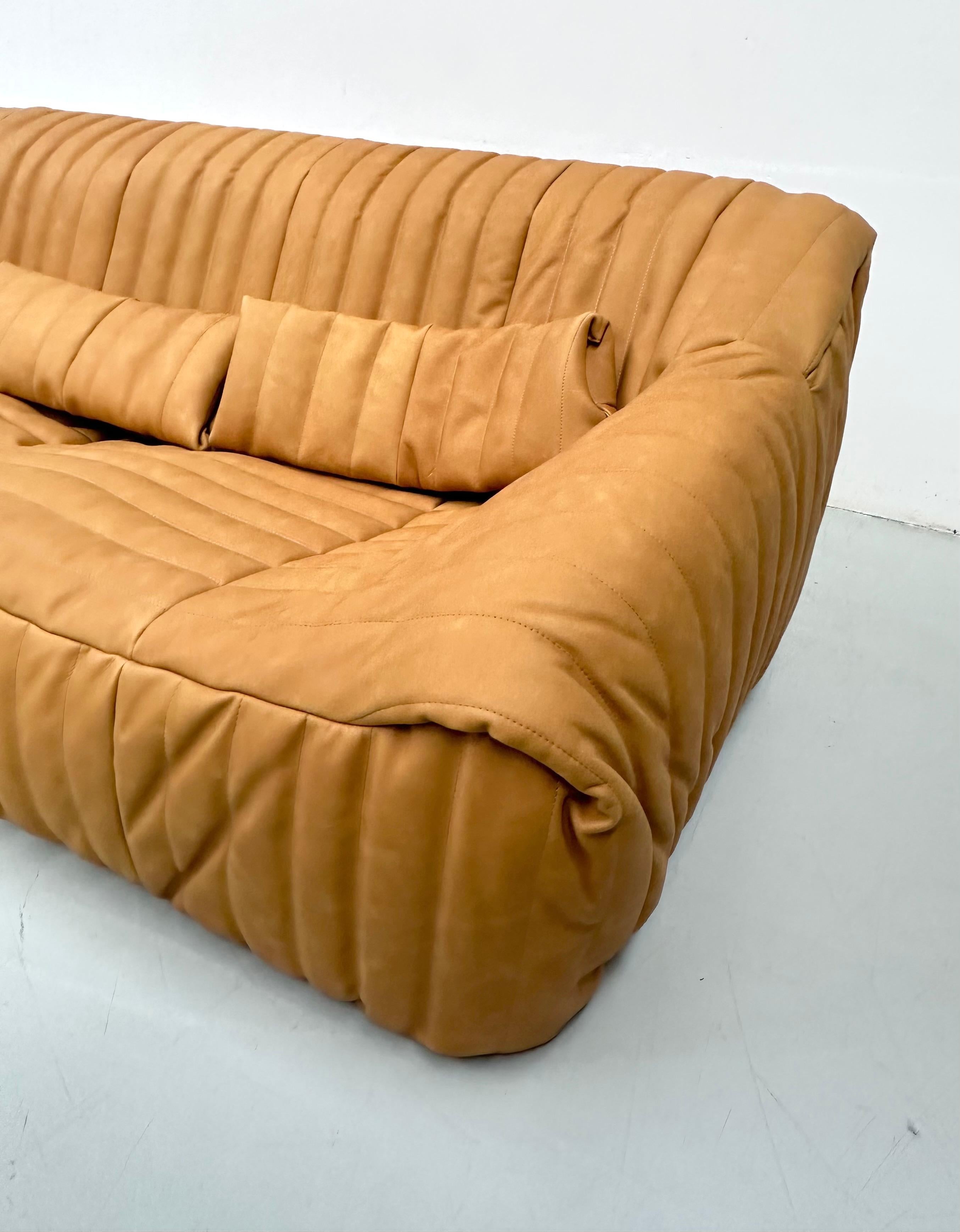 Mid-Century Modern Sandra Living Room Set in Camel Leather by A. Hieronimus for Cinna Ligne Roset. For Sale