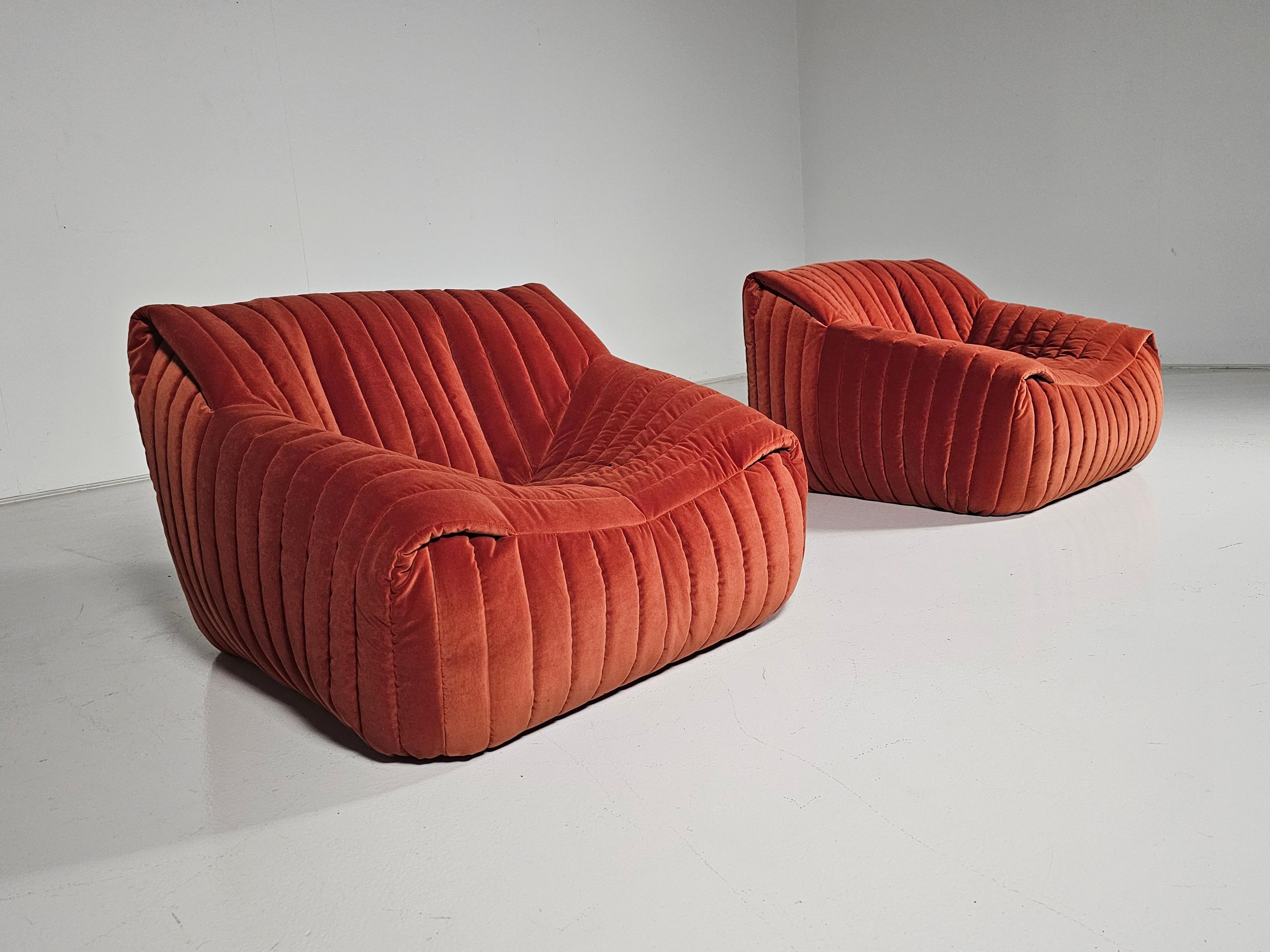 Mid-Century Modern Sandra Lounge Chairs by Annie Hiéronimus for Cinna Ligne Roset, 1970s