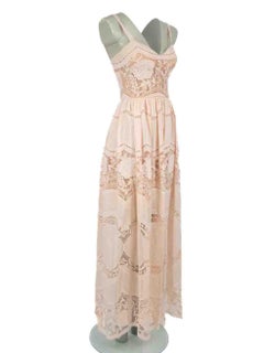 Sandra Mansour Pink Lace Midi Dress Size XS