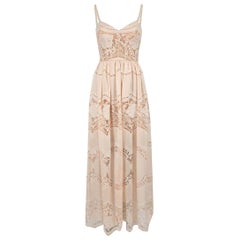 Sandra Mansour Pink Lace Midi Dress Size XS