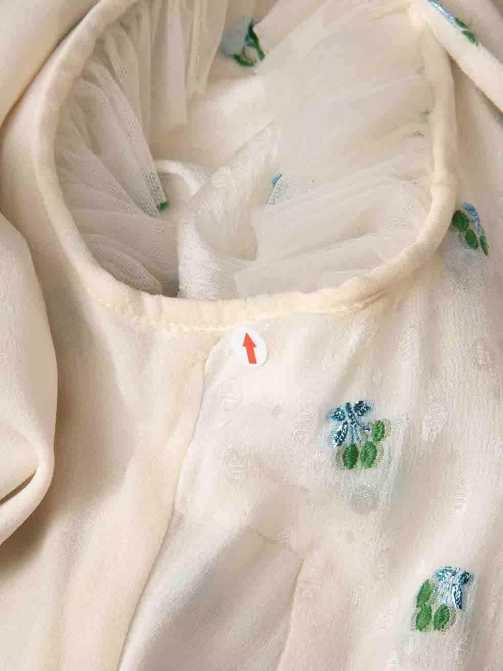 Women's Sandra Mansour White Floral Midi Dress Size S For Sale