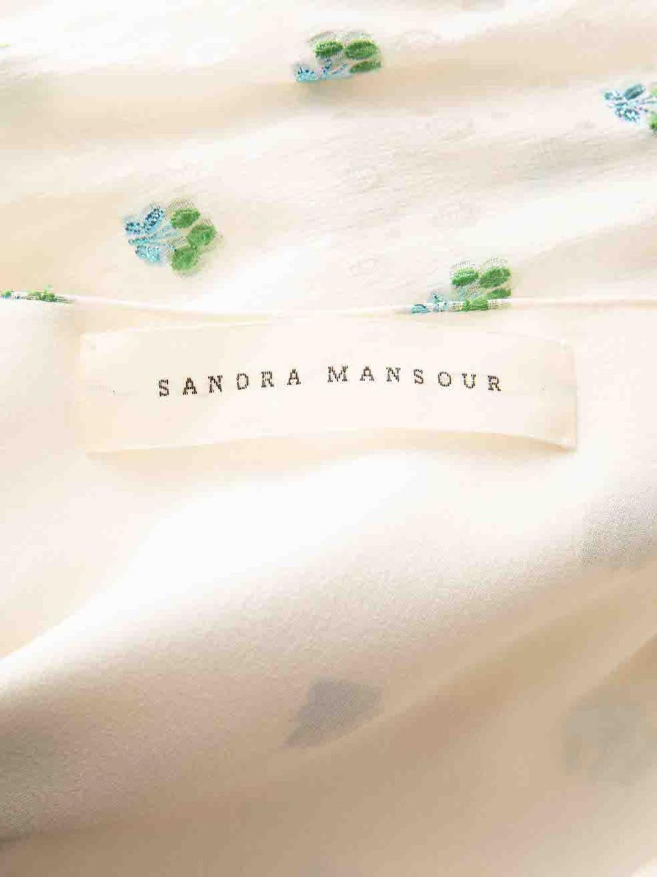 Sandra Mansour White Floral Midi Dress Size S For Sale 2
