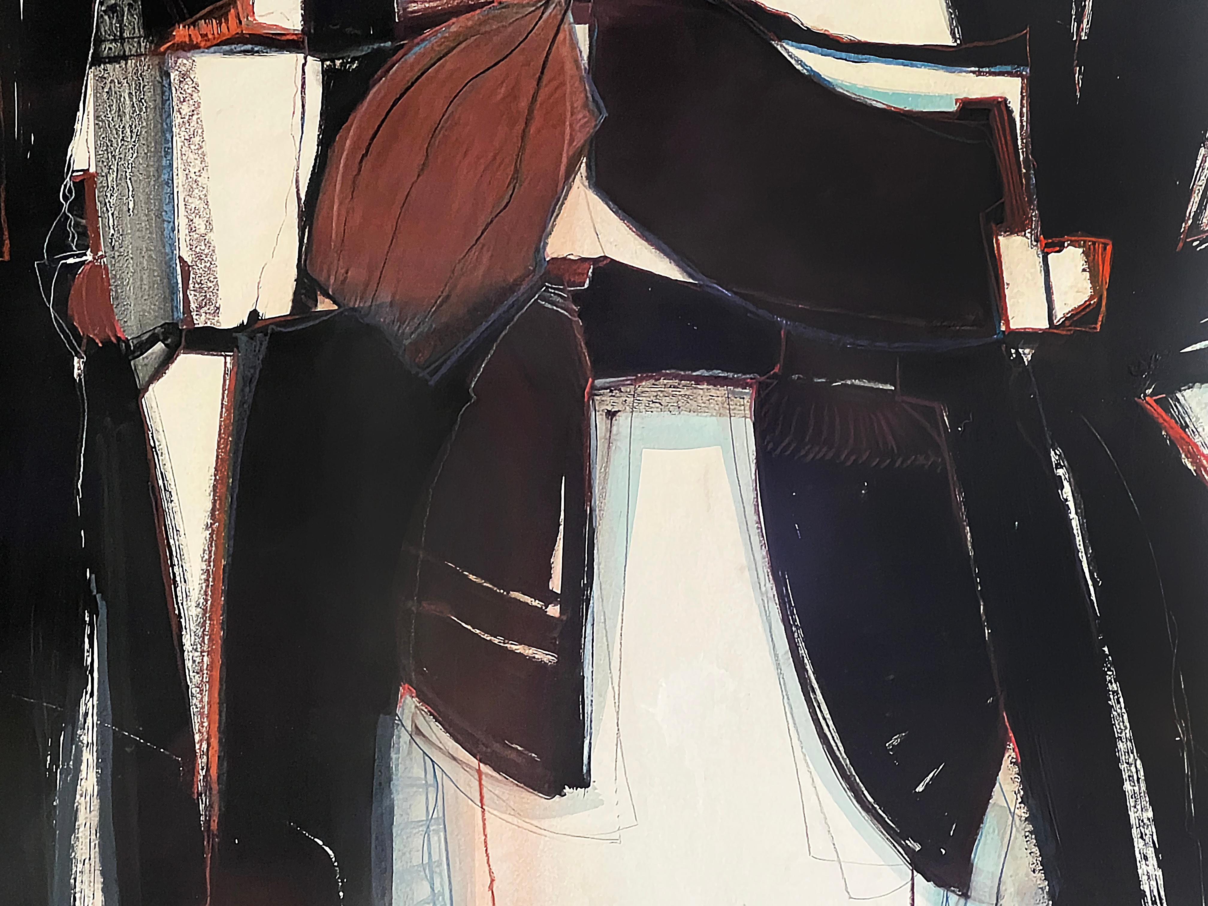 Übergroßes abstraktes Gemälde aus der Mitte des Jahrhunderts in Mischtechnik von Sandra Marchetti (Moderne der Mitte des Jahrhunderts) im Angebot