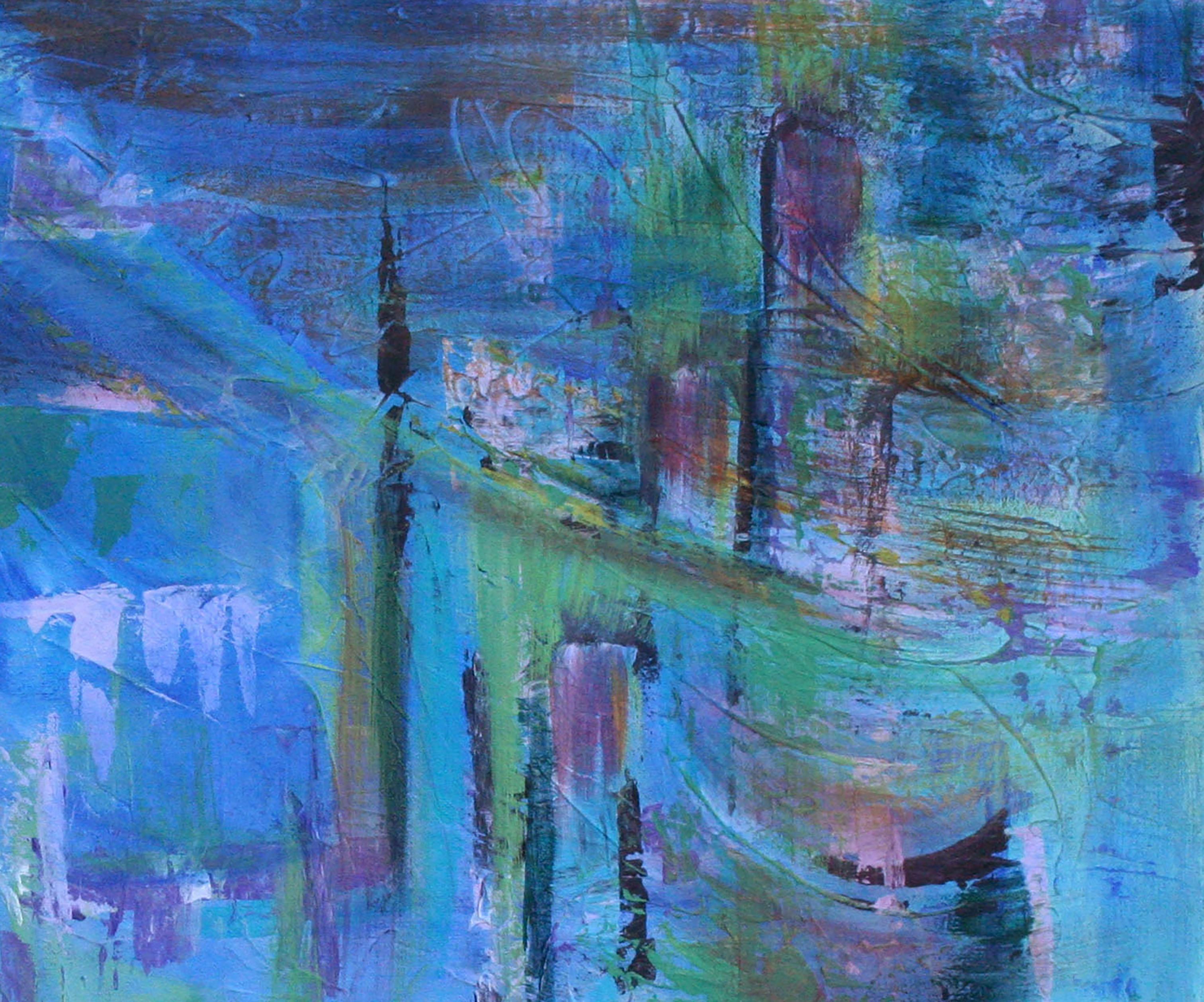 Old Town Abstract - Abstract Impressionist Painting by Sandra Marie Lobue-Erba