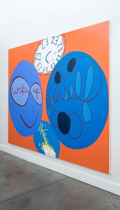 Room for Mystics 13 - blau, orange, zeitgenössisch, abstrakt, Acryl auf Leinwand