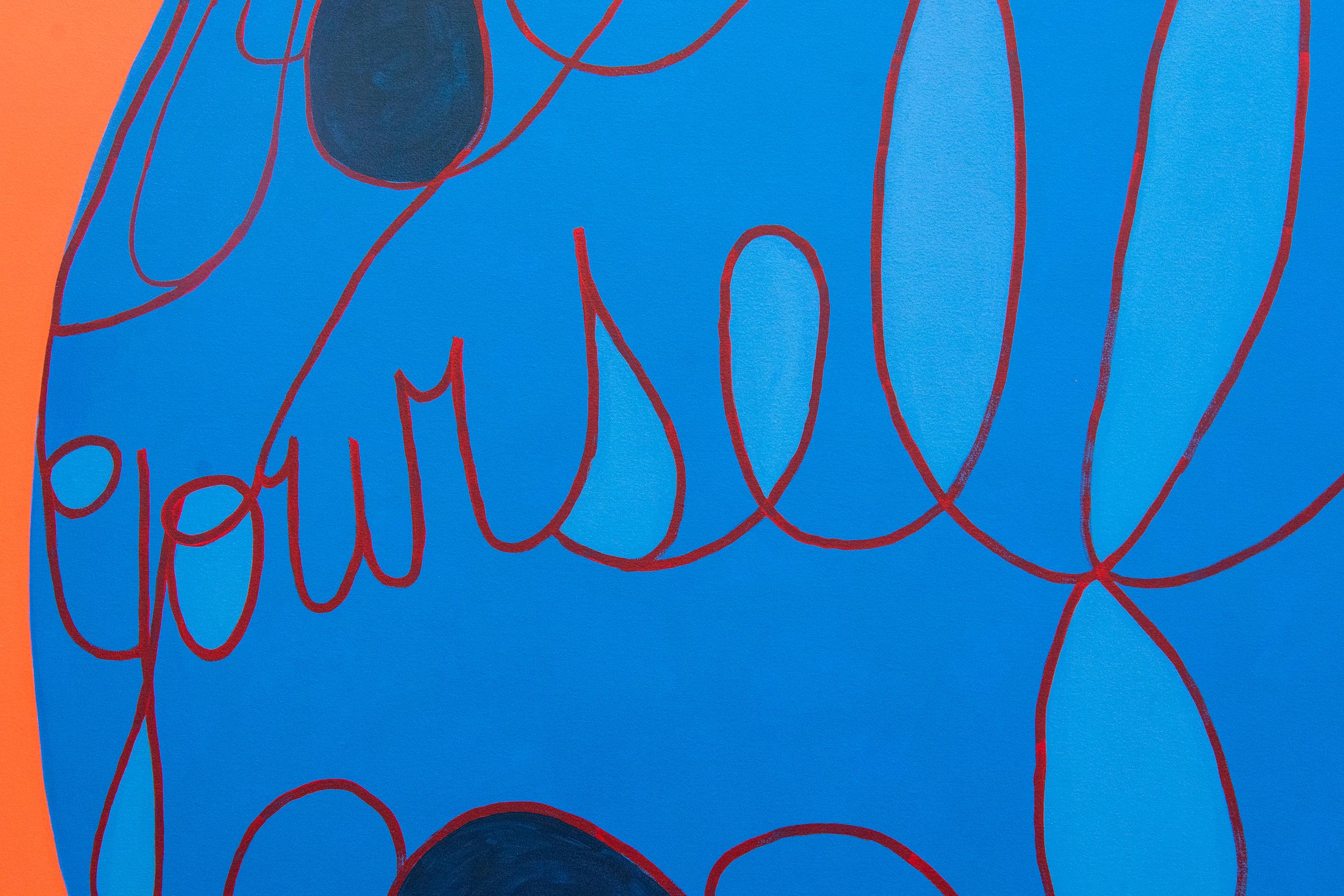 Room for Mystics 13 - blu, arancione, contemporaneo, astratto, acrilico su tela - Painting Contemporaneo di Sandra Meigs