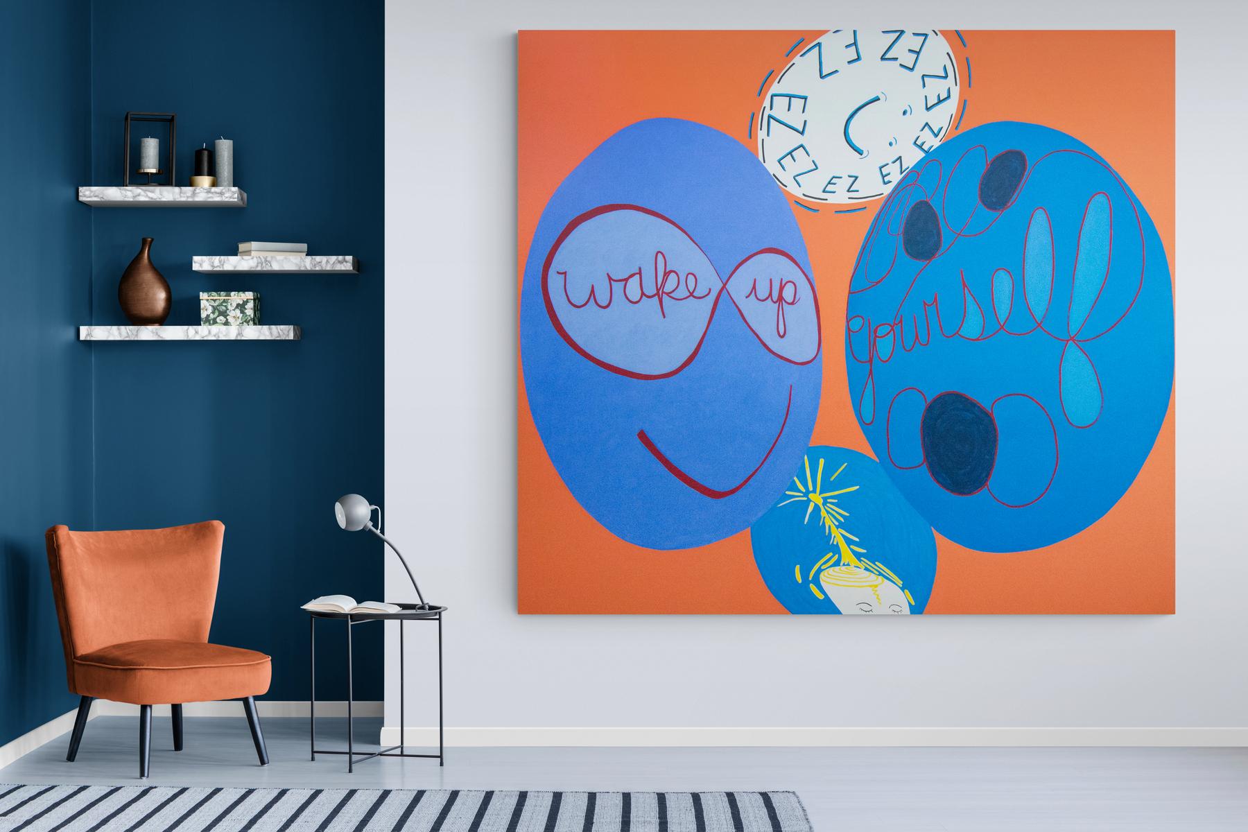 Room for Mystics 13 - blu, arancione, contemporaneo, astratto, acrilico su tela in vendita 3