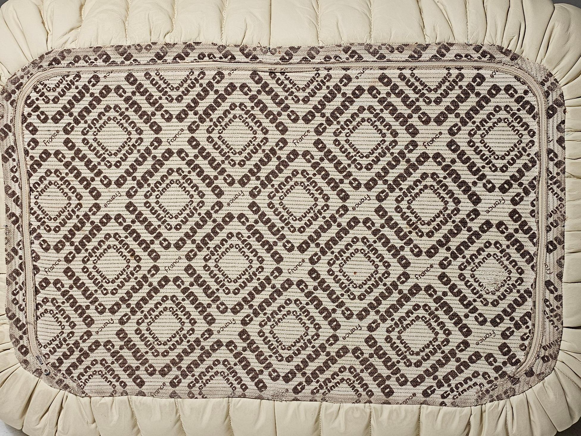 Cuir Sandra ottoman/pouf en cuir crème par Annie Hieronimus pour Cinna, 1970 en vente