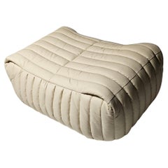 Sandra ottoman/pouf en cuir crème par Annie Hieronimus pour Cinna, 1970