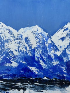 « Blue Mountains » de Sandra Pratt, peinture à l'huile originale de paysage de montagne