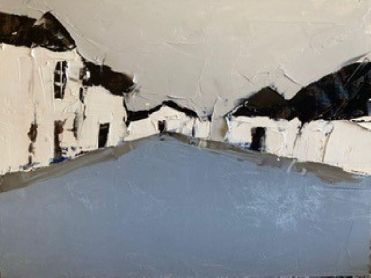 Sandra Pratt Landscape Painting - "Deserted Street, " Oil painting