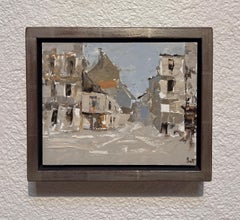 Villaggio francese, 2025 - Villaggio francese contemporaneo, pittura a olio impressionista