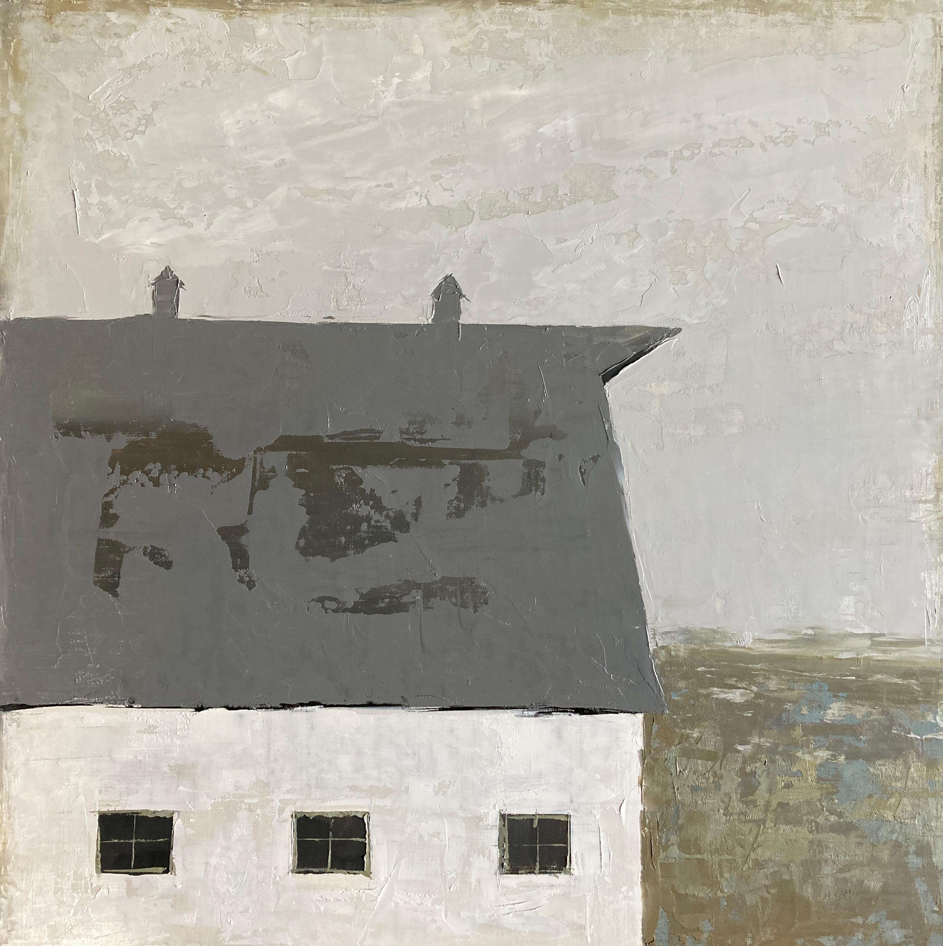 "Fienile grigio" (2024) di Sandra Pratt, Paesaggio dipinto ad olio