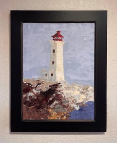 "Lighthouse of Peggy's Cove" - Impasto Expressionist Coastal Landscape Painting