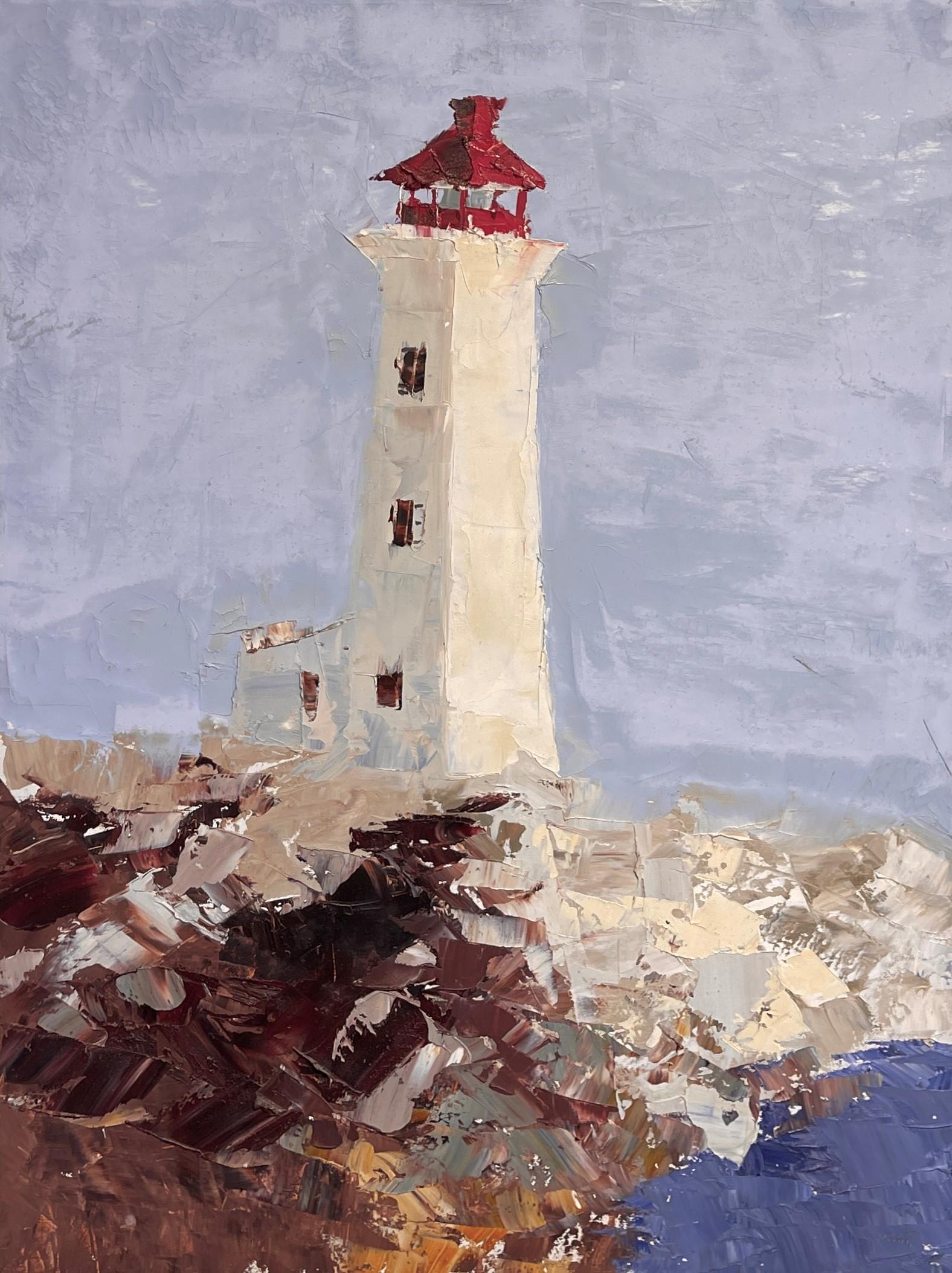 "Faro di Peggy's Cove" di Sandra Pratt (2022), Pittura a olio originale