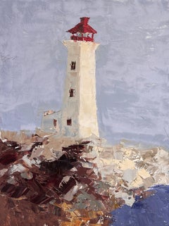 "Faro de Peggy's Cove" Por Sandra Pratt (2022), Pintura al óleo original