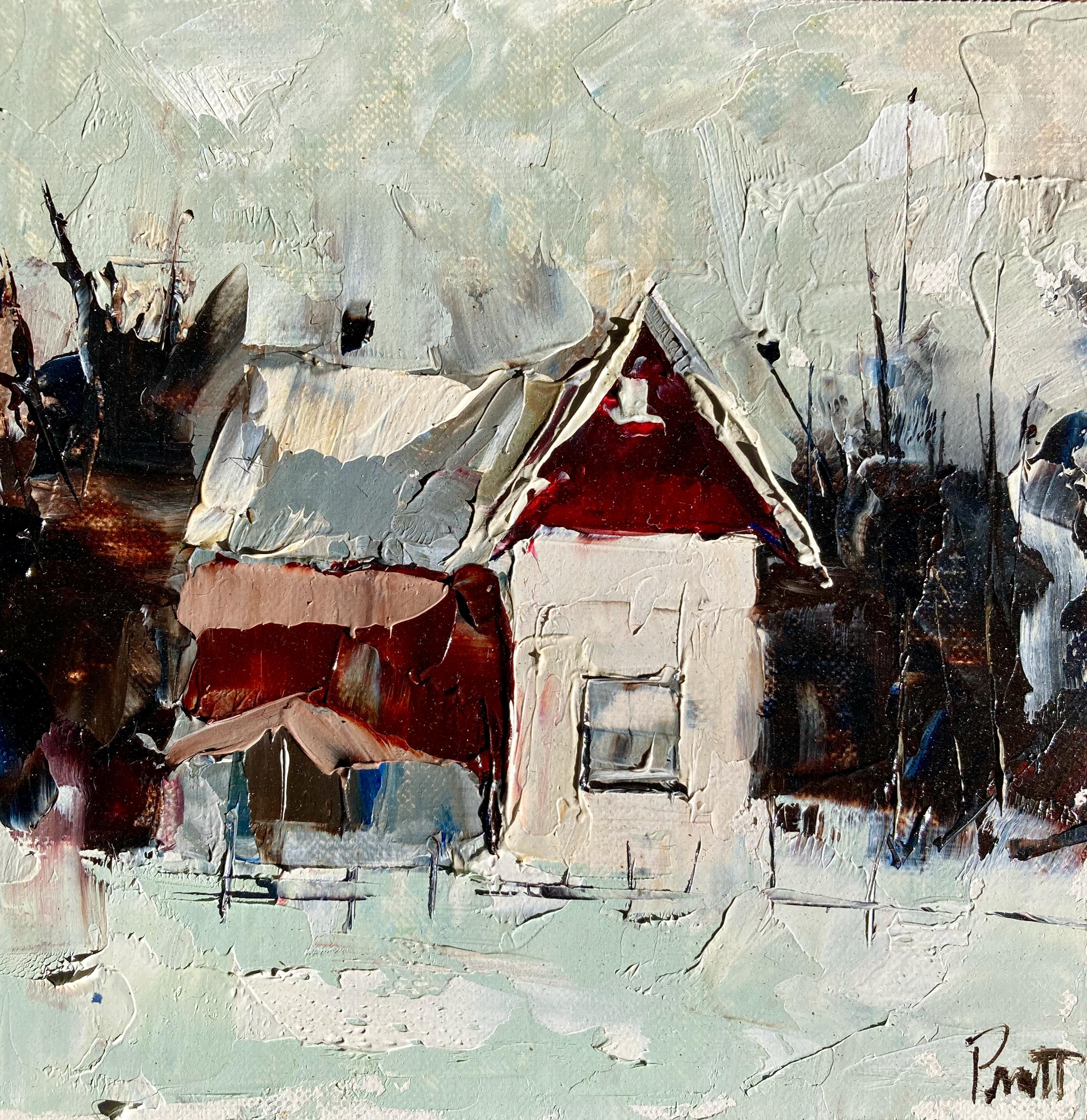 Sandra Pratt Figurative Painting - "Lone House, " Oil painting