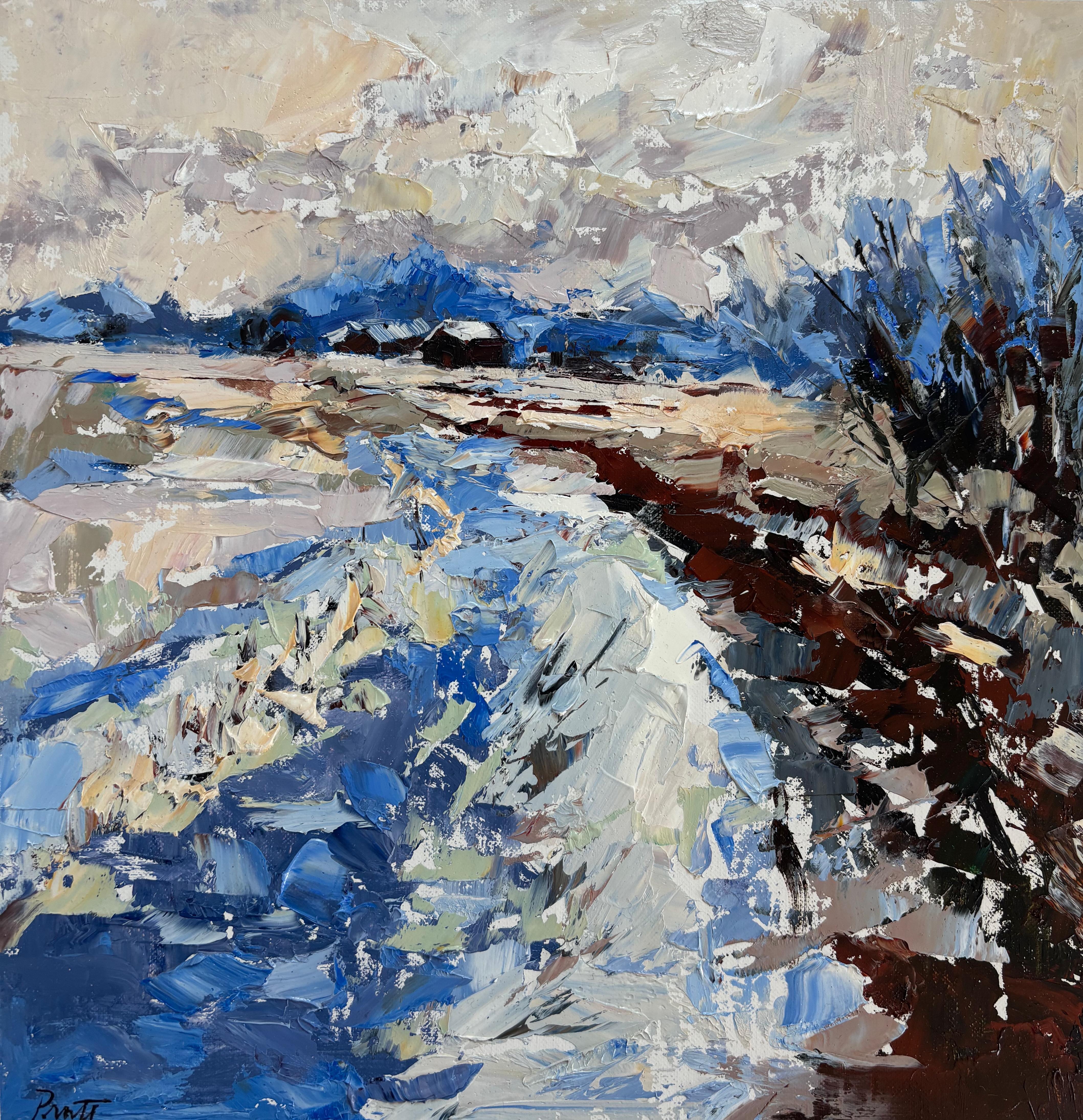 "Strada tortuosa" (2024) di Sandra Pratt, Paesaggio dipinto ad olio