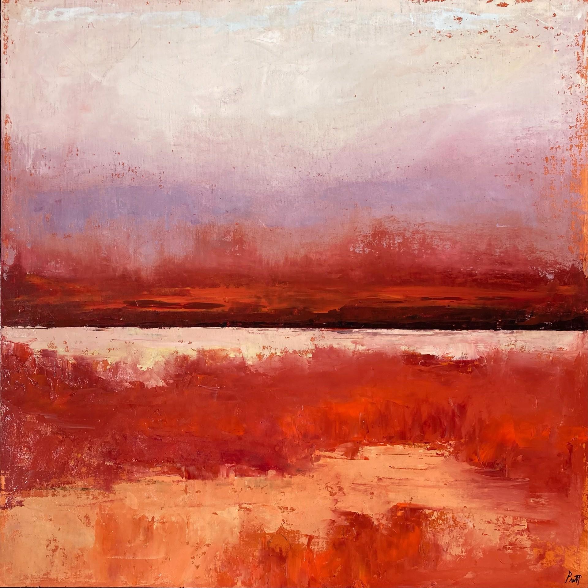 Sandra Pratt Landscape Painting - Red and Orange Arrangement
