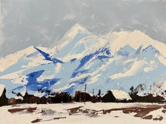"Rocky Mountains" (2024) By Sandra Pratt, Original Snowy Landscape Oil Painting