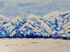 Sandra Pratt "Casa en las montañas" (2025), paisaje invernal expresionista al óleo