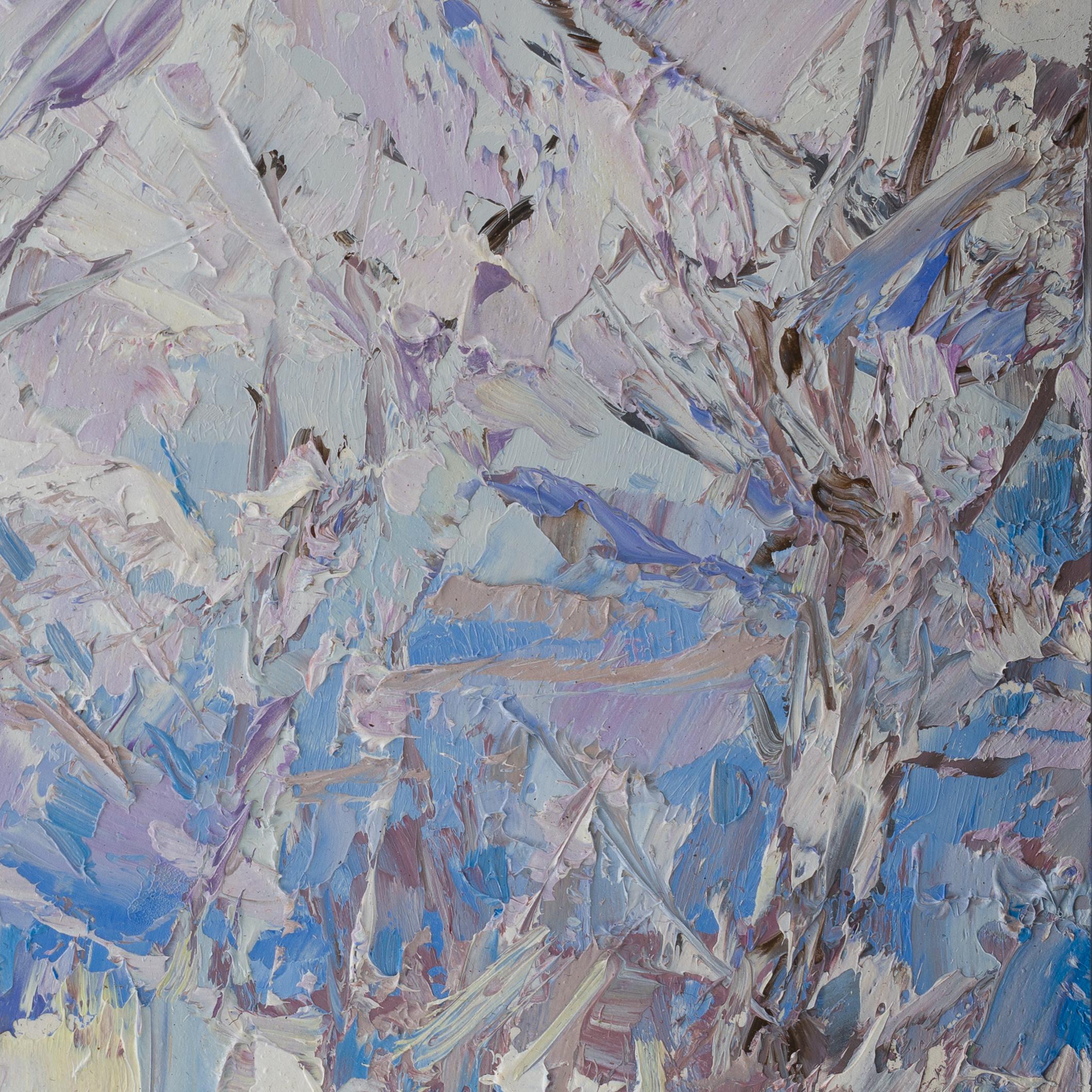 Sandra Pratt 'Senza titolo' - Scena d'inverno su tavola, olio contemporaneo senza cornice 2024 in vendita 2