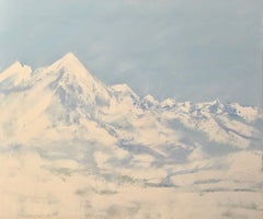 "Snowy Peaks," Oil painting