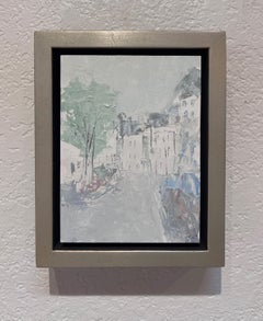 "Día de primavera" - Paisaje invernal expresionista, pintura al óleo sobre panel