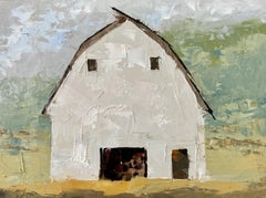 "White Barn" (2024) By Sandra Pratt, Original Oil Painting of Landscape
