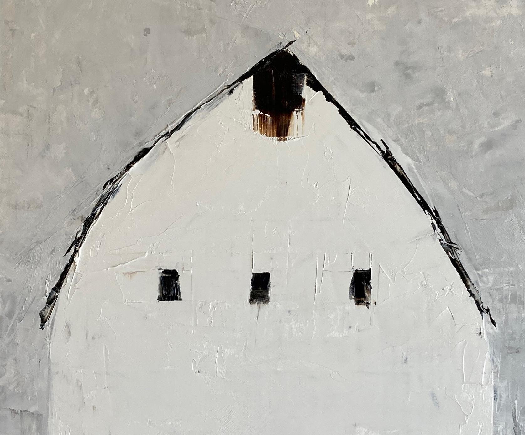 Fienile bianco, pittura a olio originale - Painting Realismo di Sandra Pratt