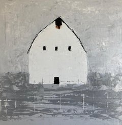 Fienile bianco, pittura a olio originale