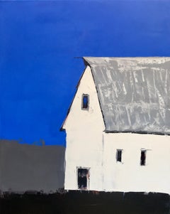 "White Barn with Blue", Oil painting