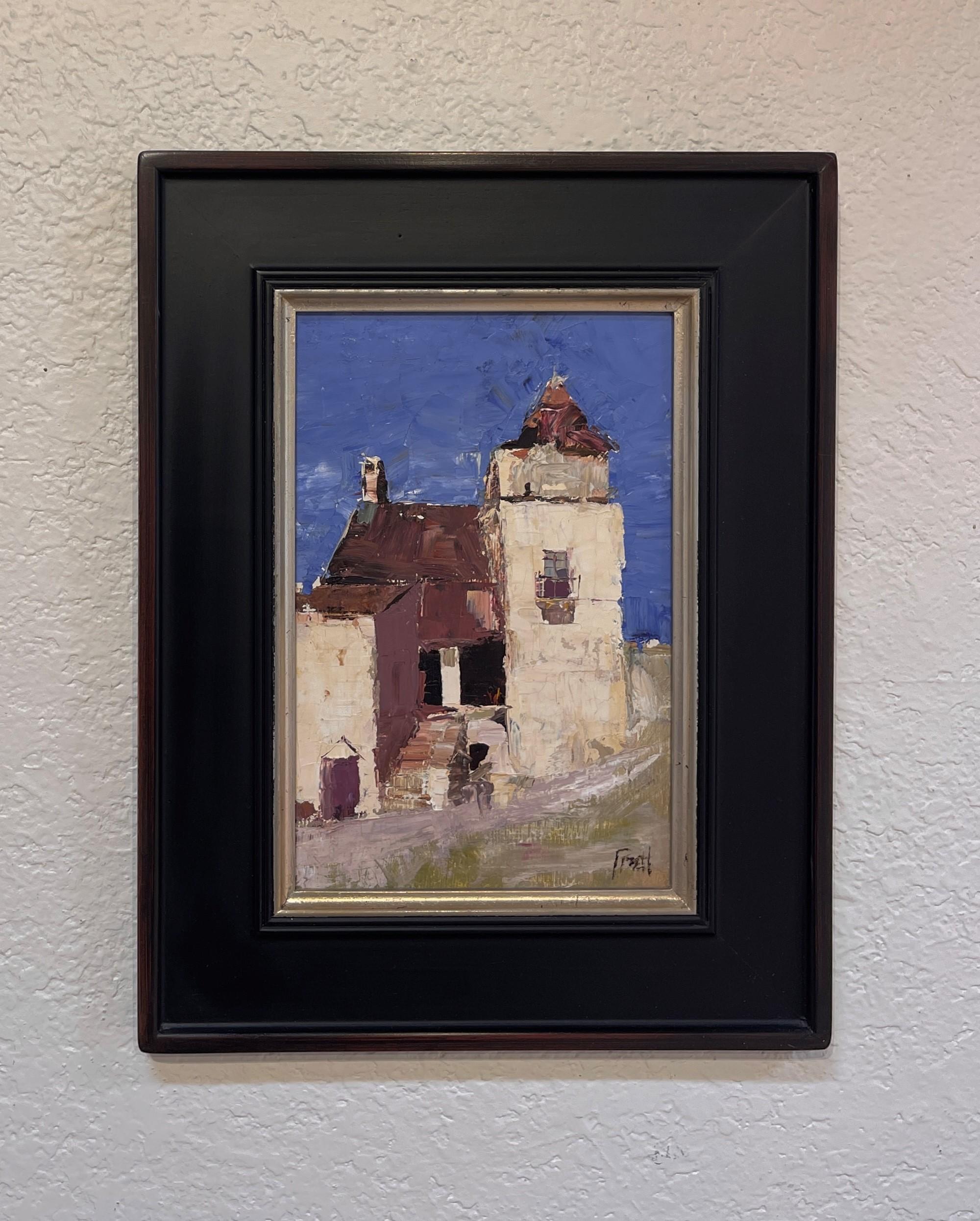 « French Village » de Sandra Pratt, peinture à l'huile originale de paysage urbain en vente 1