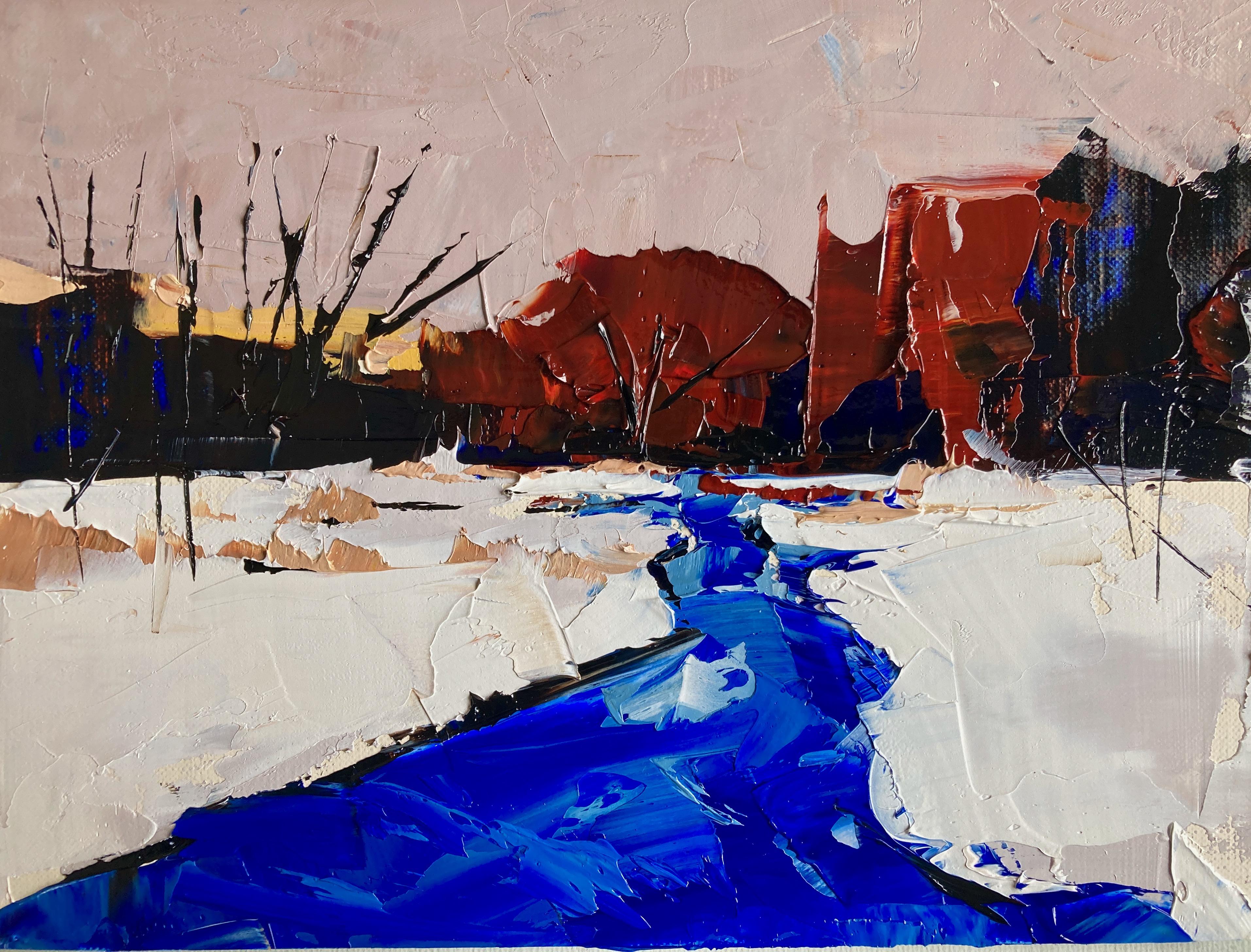 Sandra Pratt Landscape Painting - "Winter Trees, " Oil painting