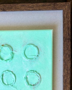 20 Green Dots Acrylic Painting on Canvas, Abstract Framed Art