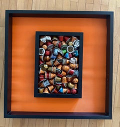 Abstract Orange Mess Painting, Signed, Framed, 21st Century Art