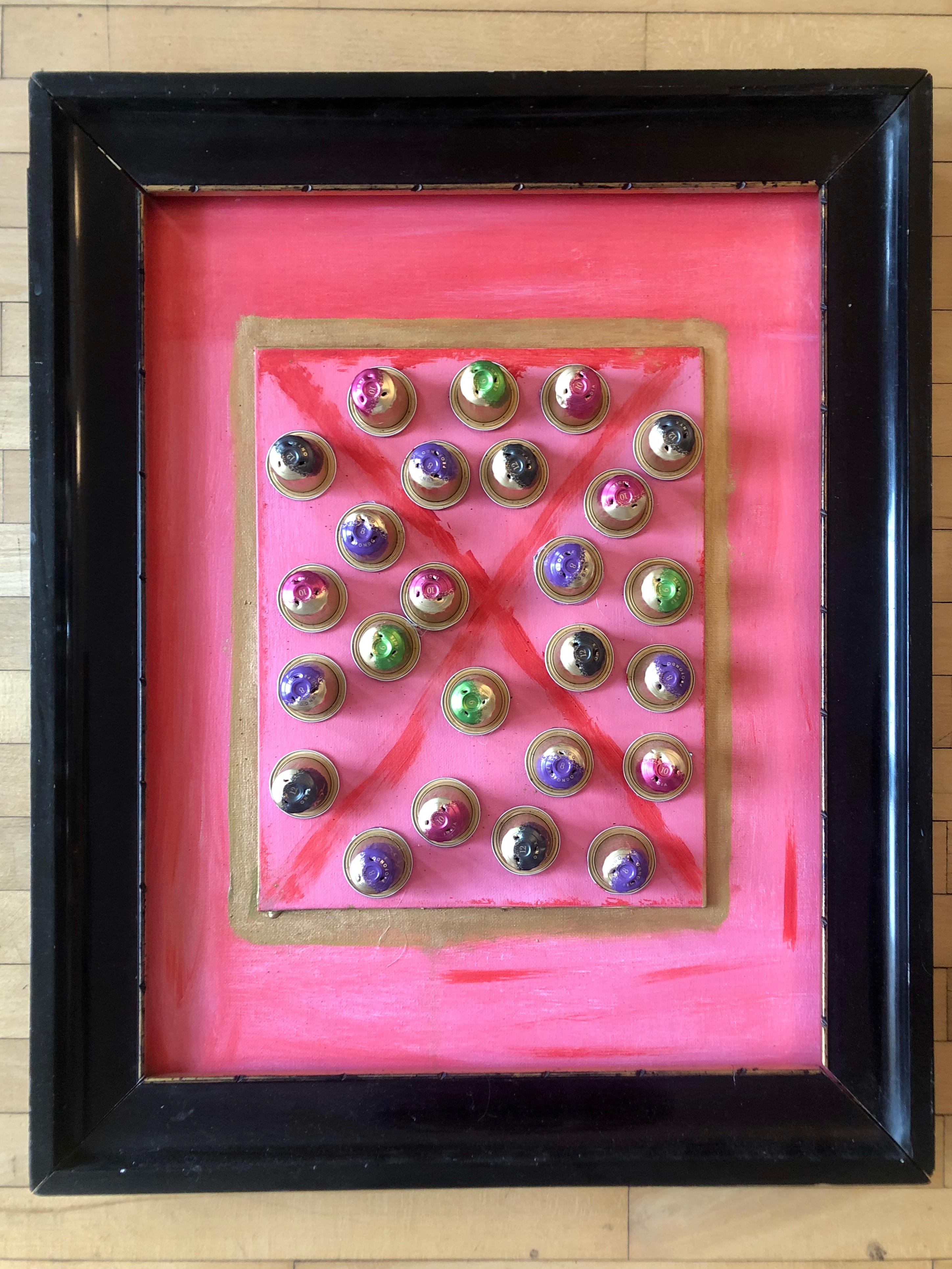 Collage “X” Painting Acryl and Alluminium Framed For Sale 2