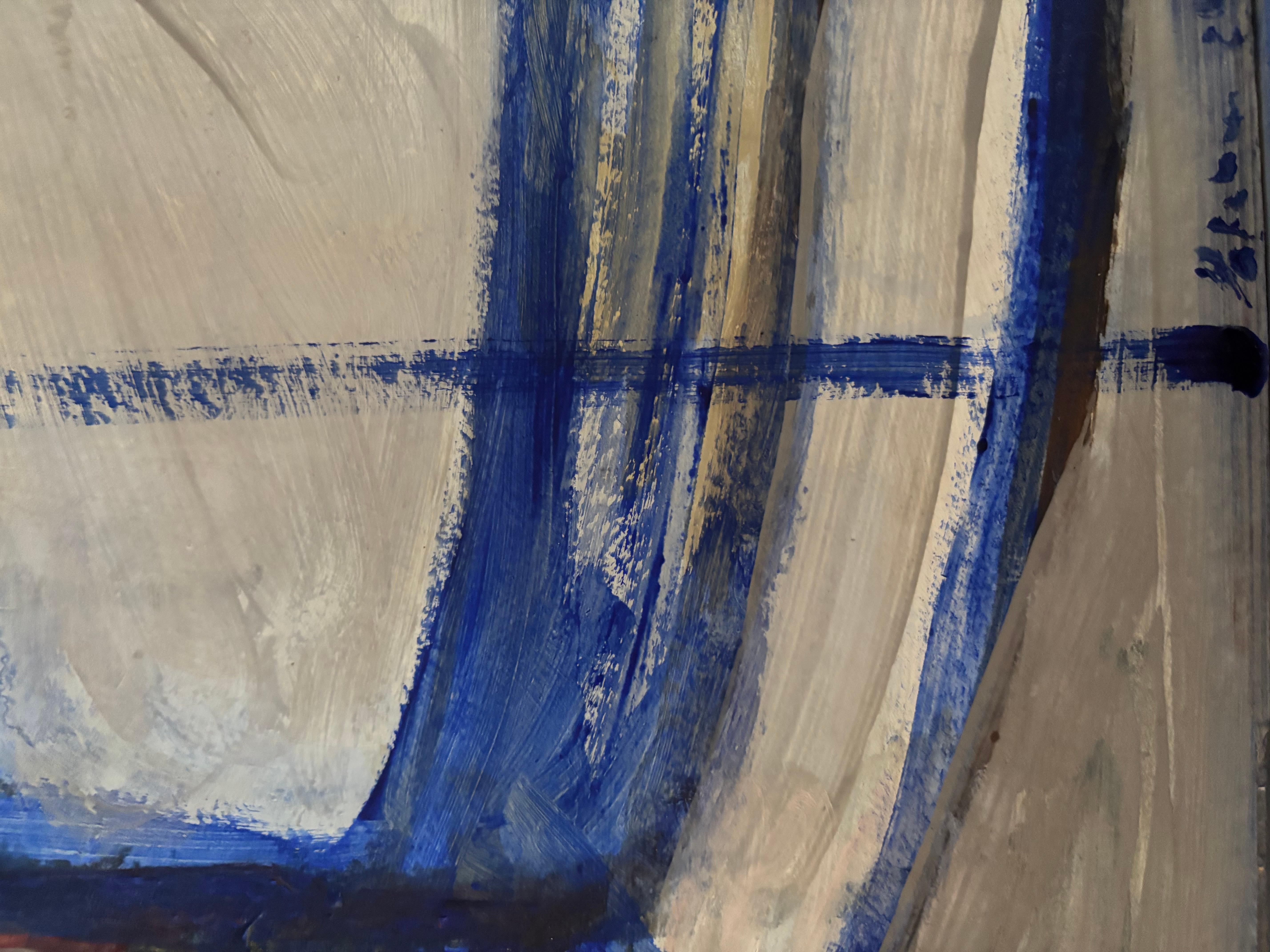 Double Blue Painting Signed For Sale 2
