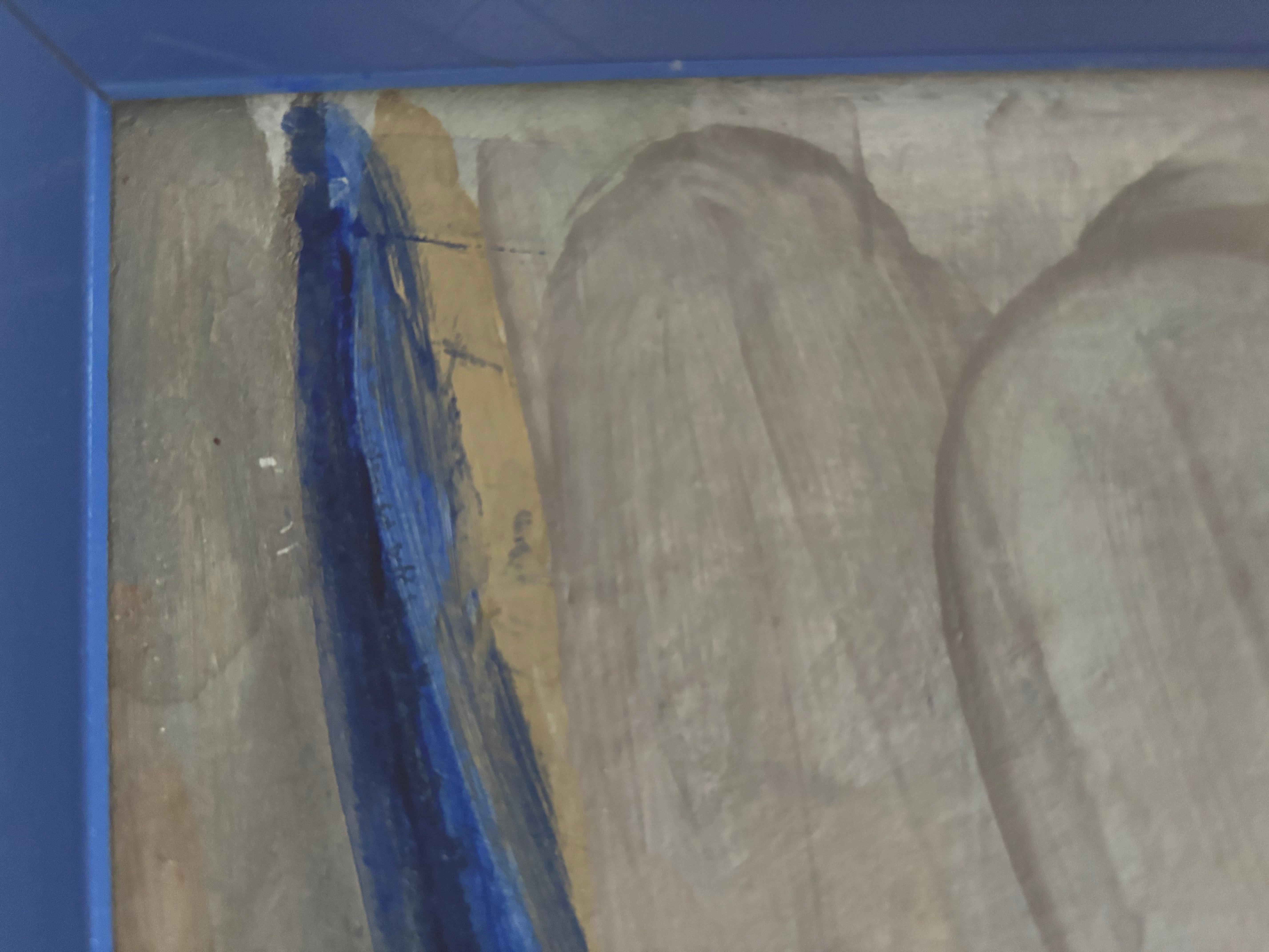 Double Blue Painting Signed For Sale 3