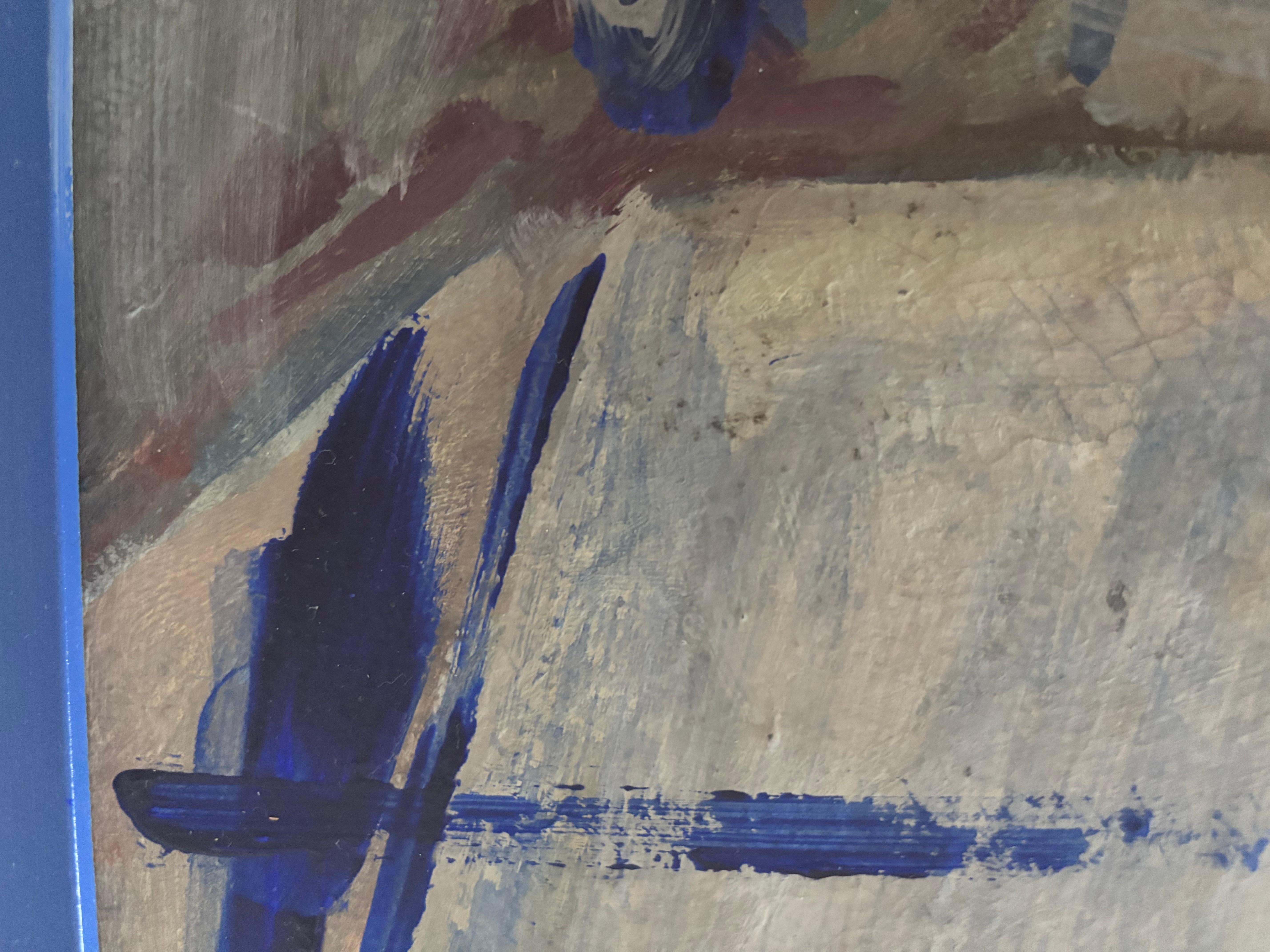 Double Blue Painting Signed For Sale 4